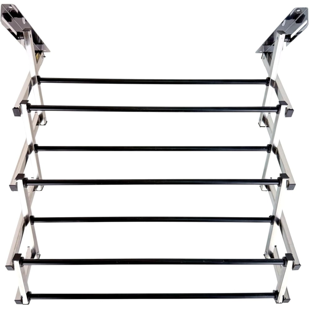 Estendal de parede rebatível COSHANO de 3 metros, em aço inoxidável, com 47 cm de largura.