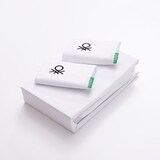 thumbnail of Benetton - Conjunto de cama king size de 4 peças: lençol plano (240x290cm), lençol justo (175x200cm), 2 fronhas (50x80cm) 100% algodão branco