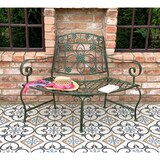 thumbnail of DanDiBo Sitzbank Halbrund Metall Wetterfest Grün 130 cm Baumbank 96009 Gartenbank Parkbank Eisenbank