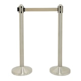 thumbnail of Securit® Poteau d'accueil Rétractable - Chrome - 100cm - Bande nylon 205cm Grise - Ensemble complet pied + socle