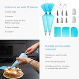 thumbnail of Intirilife 15-teiliges Spritzbeutel Set aus Silikon mit Edelstahl Tüllen - Beutel 17 x 30.5 cm - Wiederverwendbares Backzubehör für Glasur