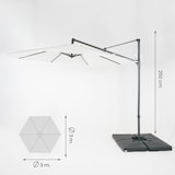 thumbnail of Guarda-sol de pêndulo redondo, panos de 300 cm, alumínio, cor bege, 250 cm