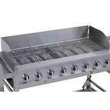 thumbnail of METRO PROFESSIONAL Barbacoa de gas con 8 quemadores, acero inoxidable, 260 x 65 x 108 cm, plegable, con 4 ruedas, con funda protectora,  plateado