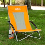 thumbnail of Aktive Silla de playa plegable baja y transpirable naranja c/posavasos