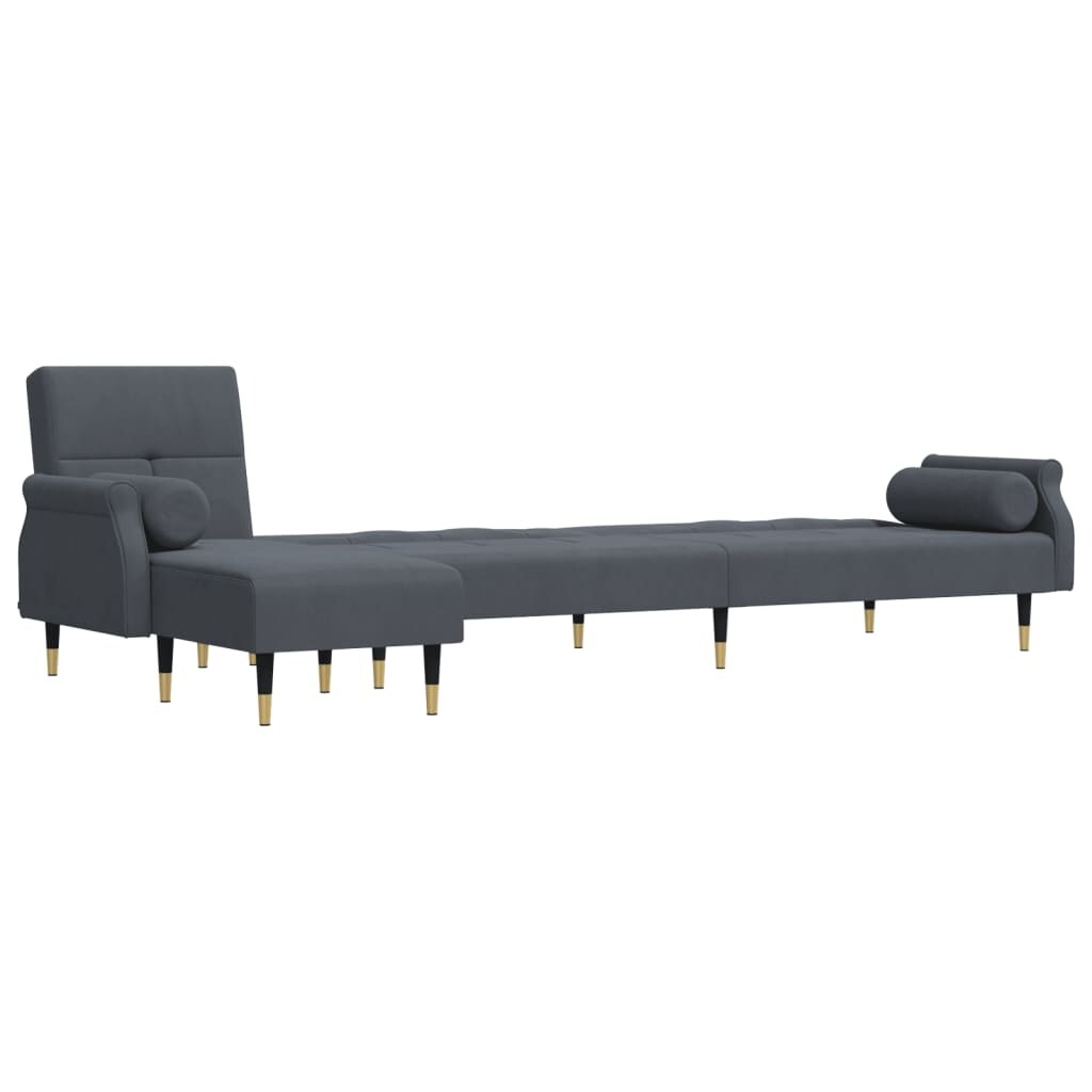 Canapé-lit en forme de L gris 271x140x70 cm velours Modèle Joralis