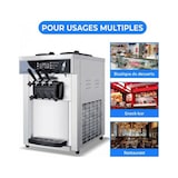thumbnail of Leevot machine à glace italienne soft professionnelle BQL-928T - 1650W - 18-28L/h - 3 becs - modèle de comptoir - inox