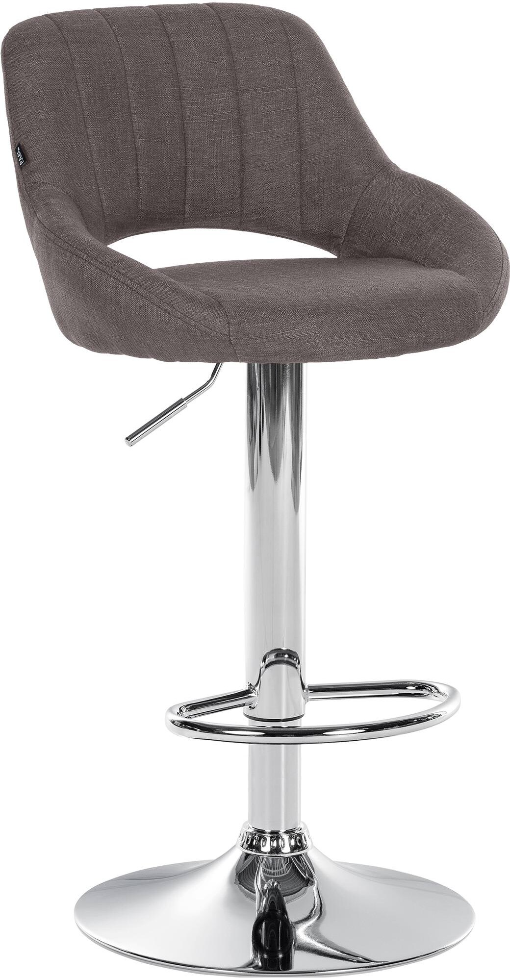 Barhocker SEGAD - Stoff Dunkelgrau 46.5x48x85 cm Silber | Barstuhl Mit Lehne Tresenhocker Tresenstuhl Kneipenhocker Kneipenstuhl