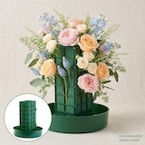 thumbnail of Nass Steckschaum Ziegel 25x11x9cm mit Schale D.25cm Gitter Frischblumen Schnittblumen Blumen Steckmasse Steckschwamm Blumensteckschaum Floristikbedarf