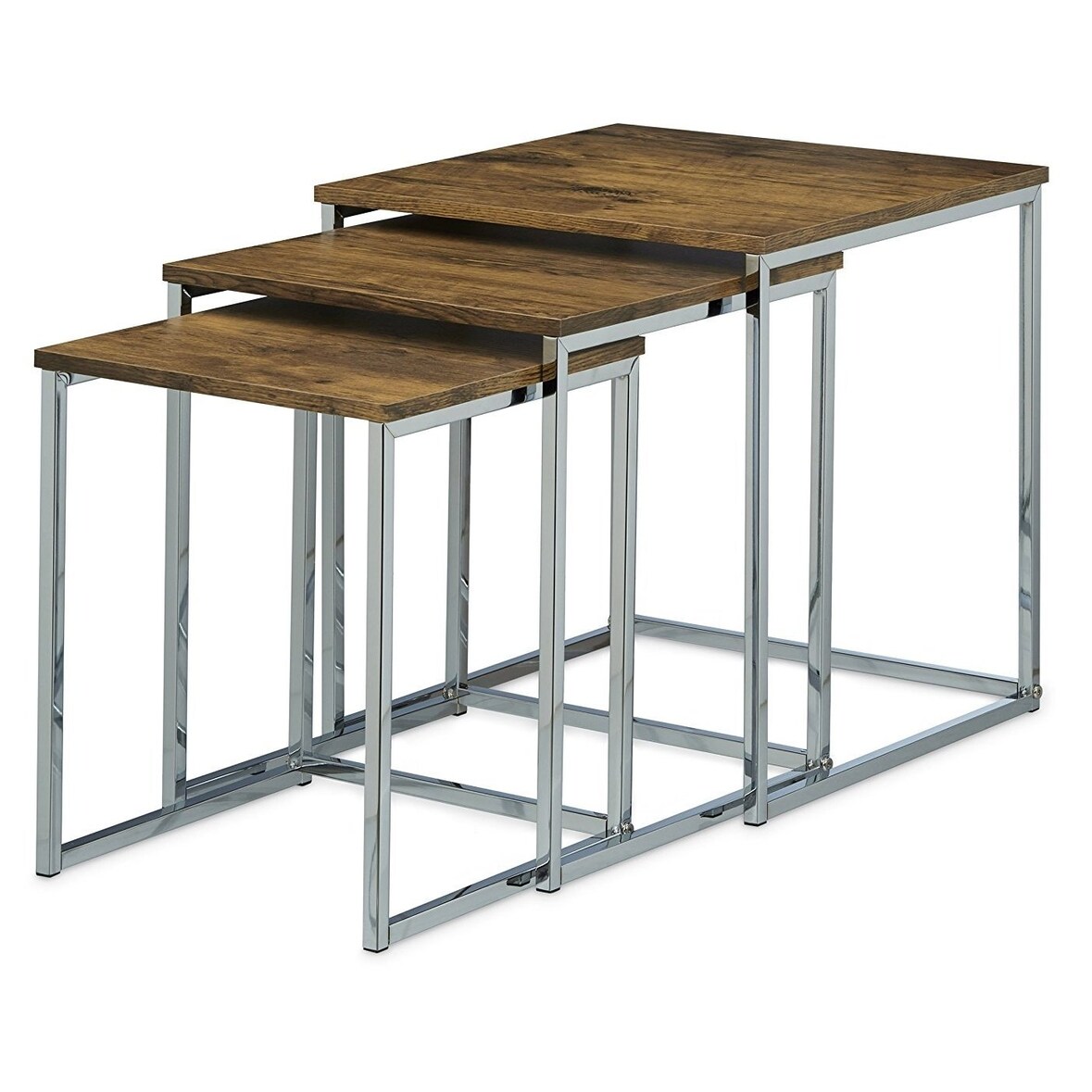 Helloshop26 - Lot de 3 tables basse salon gigogne bout de canapé  design moderne bois 0913002