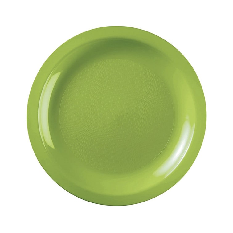 MONOUSO - Wiederverwendbare Robuste Teller PP Flach Grasgrün "Round" Ø22cm (600 Stück)