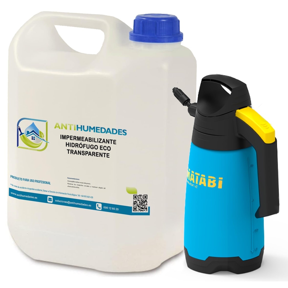 Impermeabilizante Hidrofugante Invisible (5l + Pulverizador) - Repelente de aguay manchas, protege fachadas, terrazas, tejados, baldosas…