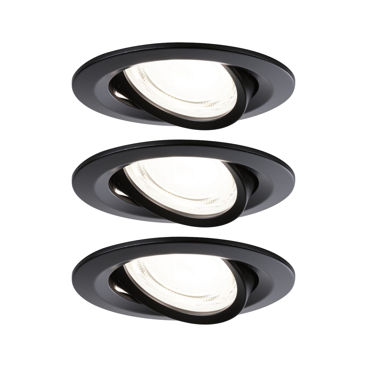 Paulmann Spot encastré LED Nova Coin Kit de 3 rond 84mm 50° 3x2,8W 3x505lm 230V4000K Noir mat 92457