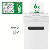 thumbnail of Leitz IQ 6M Premium Aktenvernichter P5 fürs Büro und Zuhause, Mikroschnitt, 7-6 Blatt (70-80 g/m²), 18 Liter Abfallbehälter, Sehr leise/Kompakt