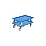 thumbnail of PROREGAL 2x Transportroller für Euroboxen 60x40cm mit Gummiräder blau | Geschlossenes Deck | 2 Lenkrollen & 2 Bockrollen | Traglast 300kg