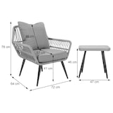 thumbnail of Conjunto em poli-rattan HWC-N34, conjunto de varanda conjunto de jardim grupo de assentos cadeira mesa lateral ~ cinzento claro