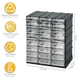 thumbnail of Unidad de almacenamiento modular en plástico L 192 x P 148 x H 230 mm con 24 cajones transparentes