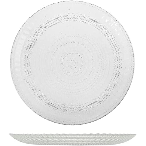 H&H Confezione 6 Piatti Tondi Venere Vetro, Trasparente, Cm 33