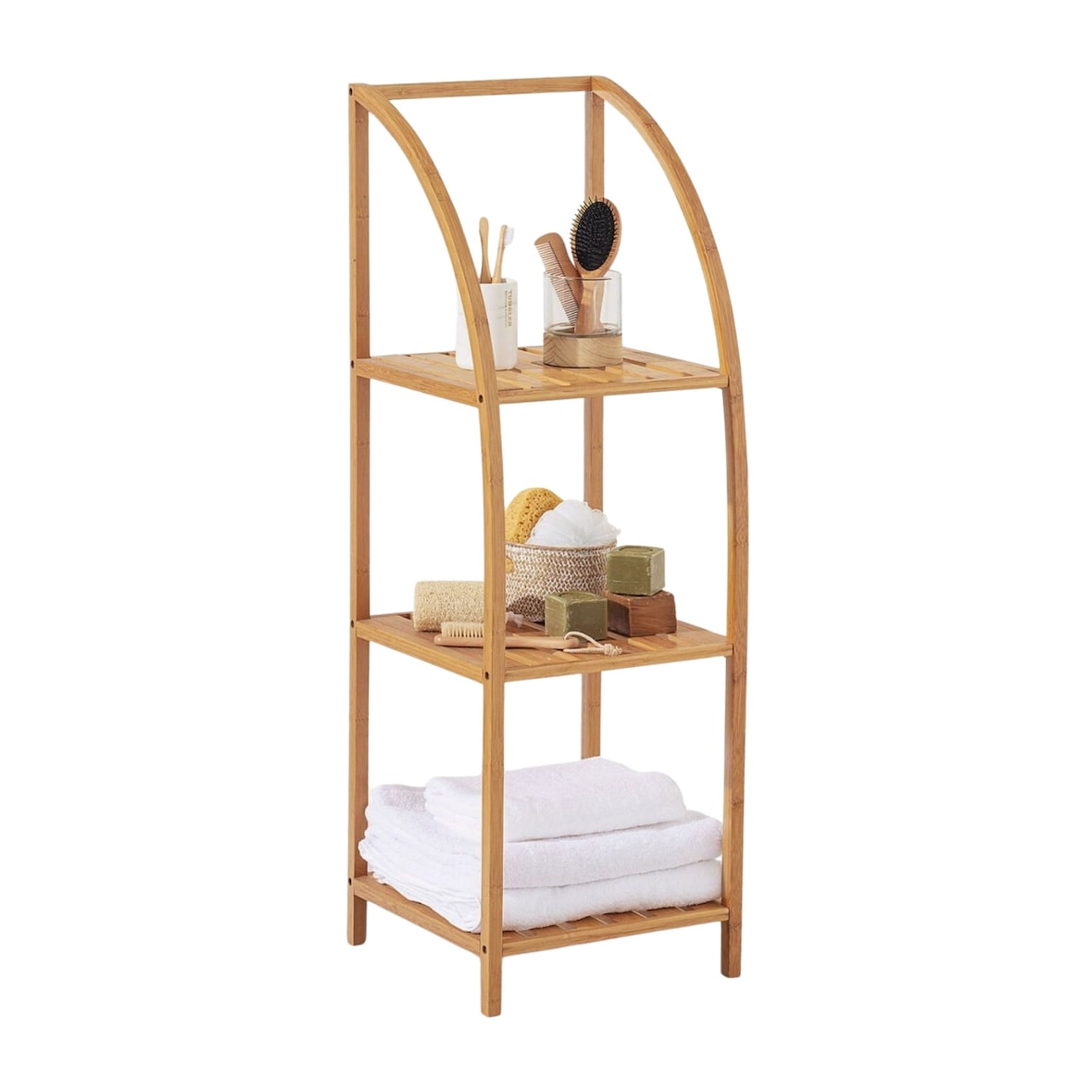 Estante arqueada em bambu com 3 níveis Canoply 110.5x37x35cm Natural 7house