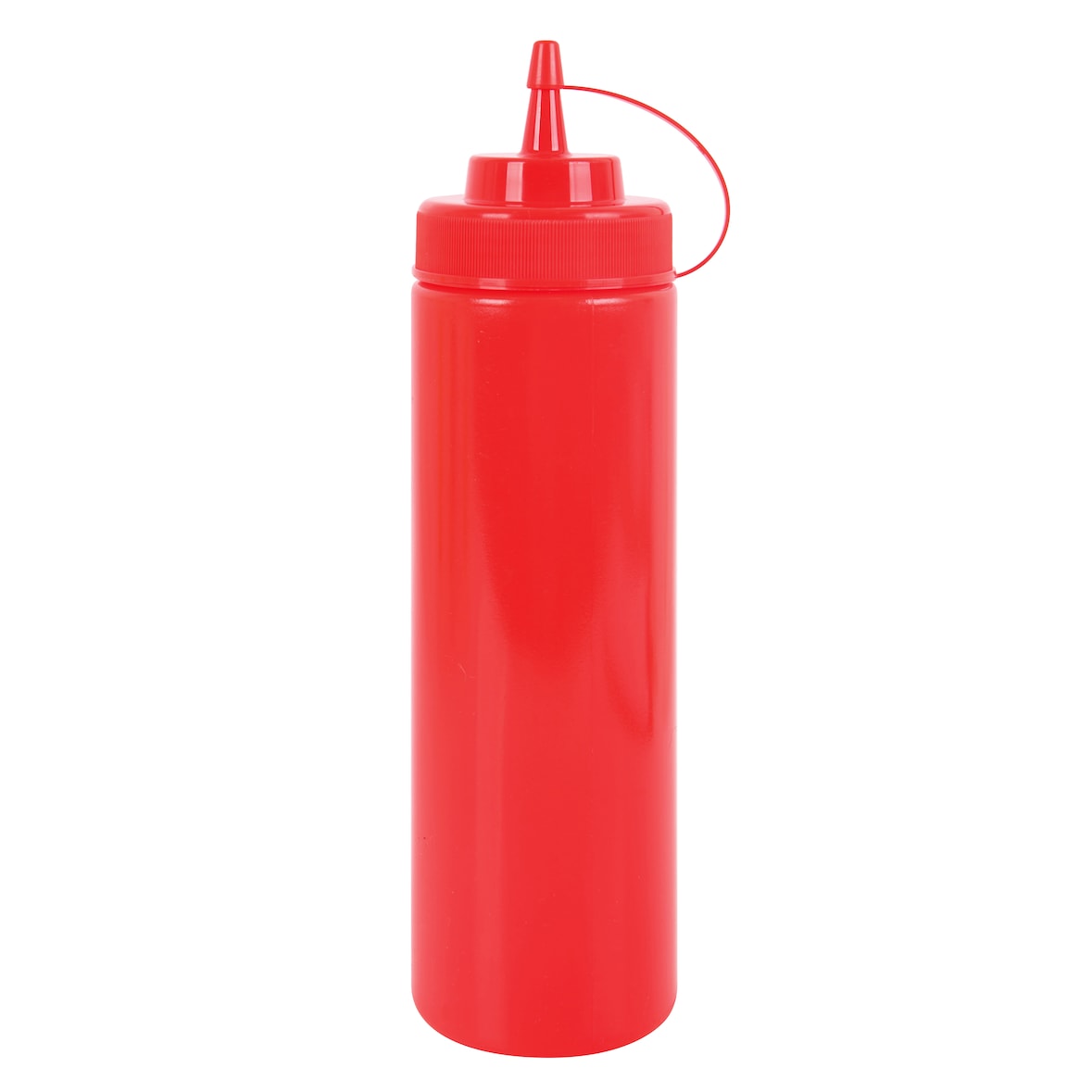 METRO Professional​ Botella dosificadora, PE/PP, Ø 7 cm, 26.5 cm, 760 ml, roja con tapón ideal para ketchup, mostaza, mayonesa, salsas o aceite