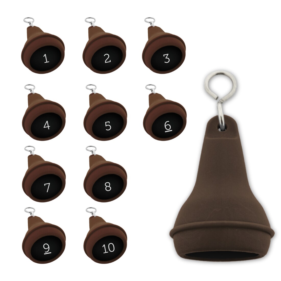 CombiCraft Mayfair Schlüsselanhänger Braun 70x40 mm - 10er Pack mit den gravierten Zahlen 1-10