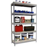 thumbnail of Schwerlastregal, 3000x1200x750 mm, 600 kg Biegetragfähigkeit pro Boden, 5 Holzböden, Garagenregal, Grau/Holz - Simonforte