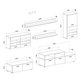 thumbnail of Mobili TV Parete da Soggiorno e pranzo contemporaneo con illuminazione a LED, Bianco Mate e Nero Laccato, 250 x 194 x 42 cm - 1ALFANEGRO