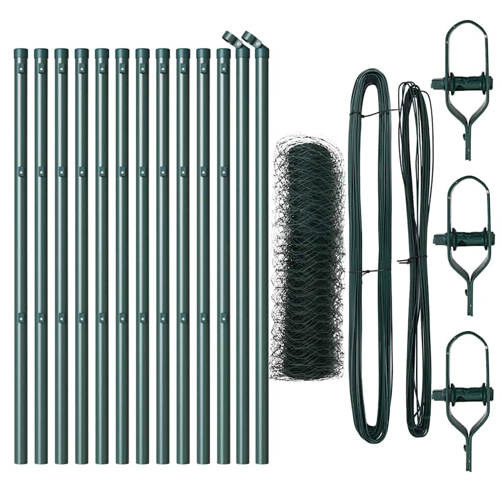vidaXL Zaunpfosten Grün 25 x 0,4 m (50 mm Mesh) Stahl und PVC