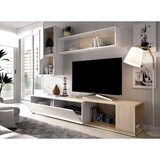 thumbnail of Dmora Wohnwand Denali, modulares Eck-Wohnzimmerset, Multipositions-Wohnzimmermöbel, 230 x 41 x 180 cm, Weiß und Eiche