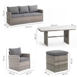 thumbnail of Ensemble de détente de jardin en polyrattan avec canapé, fauteuils, poufs et table en verre, élégant et confortable, pour jardin, terrasse – CATANIA