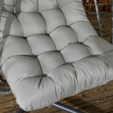 thumbnail of Hängesessel Rattan mit Gestell und Kissen Hellgrau 100x131x194 cm klappbarer Korb pulverbeschichteter Stahlrahmen wetterfest