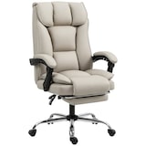 thumbnail of HOMCOM silla de escritorio giratoria con reposapiés, con respaldo reclinable, acolchado grueso, tapizada en cuero sintético, altura ajustable