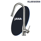 thumbnail of JANA | Rubinetto da cucina estensibile Premium in acciaio inox argento spazzolato | Rubinetto miscelatore ad alta pressione girevole a 360° 2 attacchi