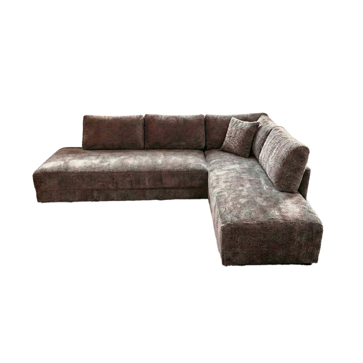 KAWOLA Schlafsofa SADIRA Ecksofa Stoff taupe Recamiere rechts