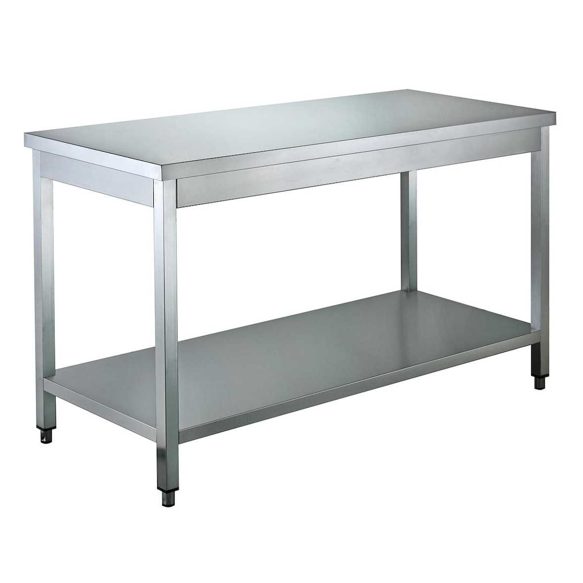 Tavolo lavoro in acciaio inox con ripiano 140x70x85 cm