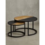 thumbnail of Runde Couchtische, 2er Set, Mango Massivholz/Steinoptik, Modernes Design. 60x60x36 cm | Kadima Design