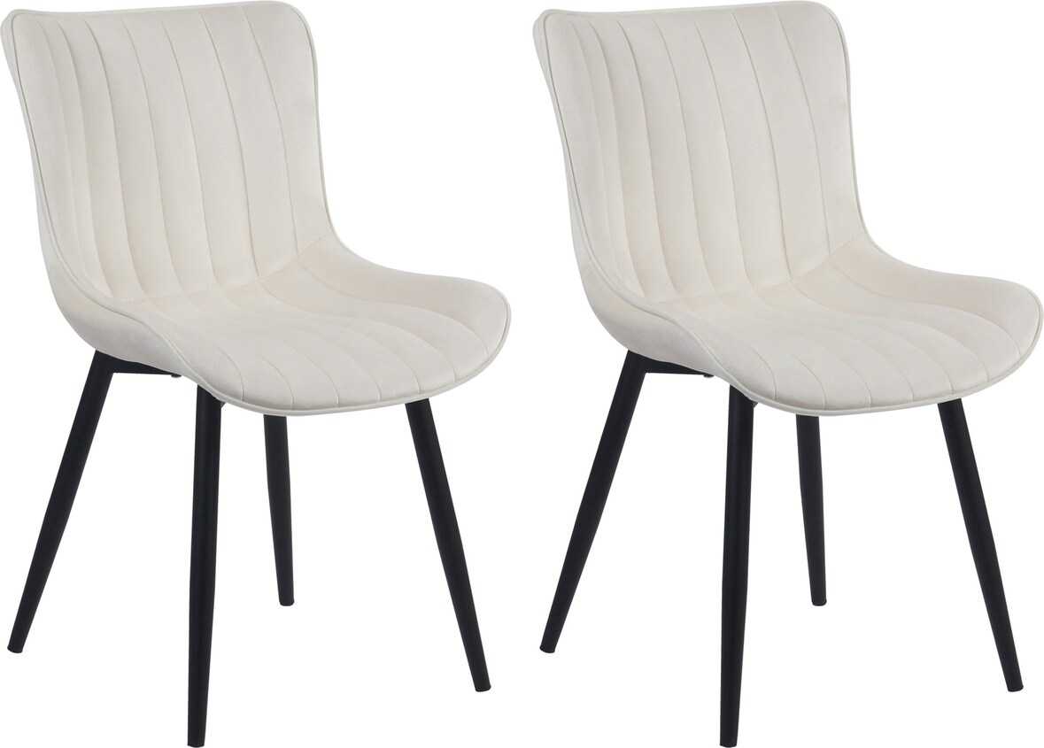 CHEFGASTRO 2er-Set Esszimmerstuhl AMSTERDAM Samt HxBxT 81x50x61cm Creme Küchenstuhl