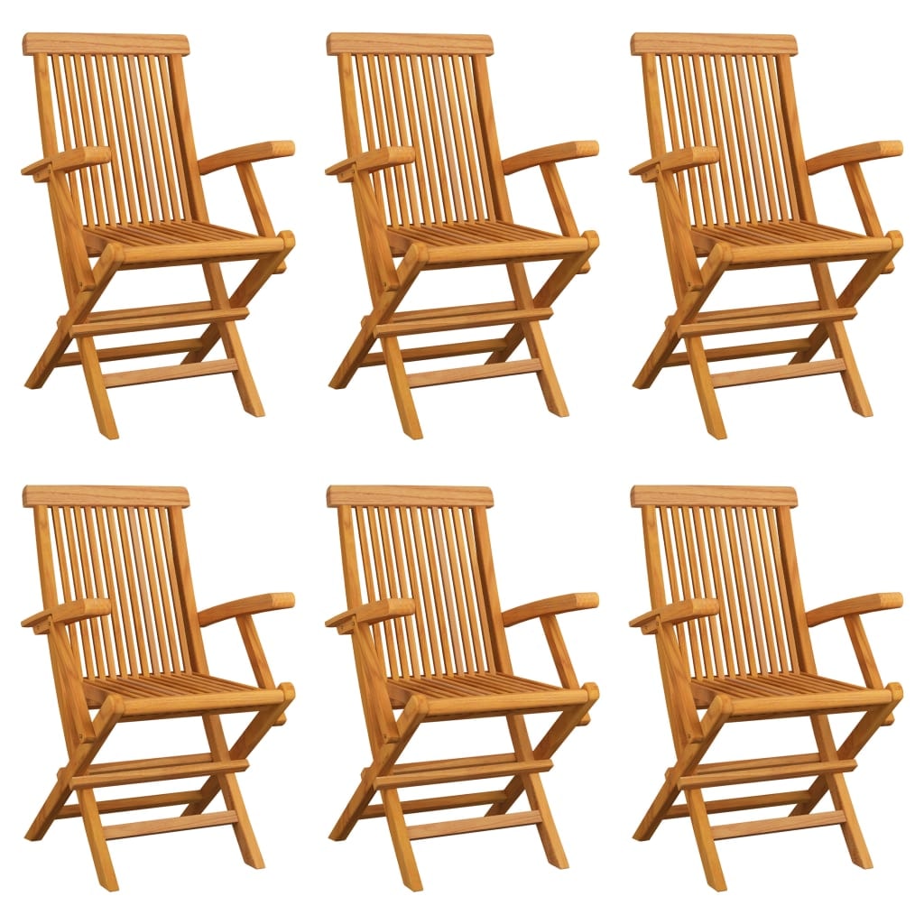 vidaXL Opklapbare tuinstoelen massief teak A1 : Uitvoering - met armleuning, Afmeting - 6 st.