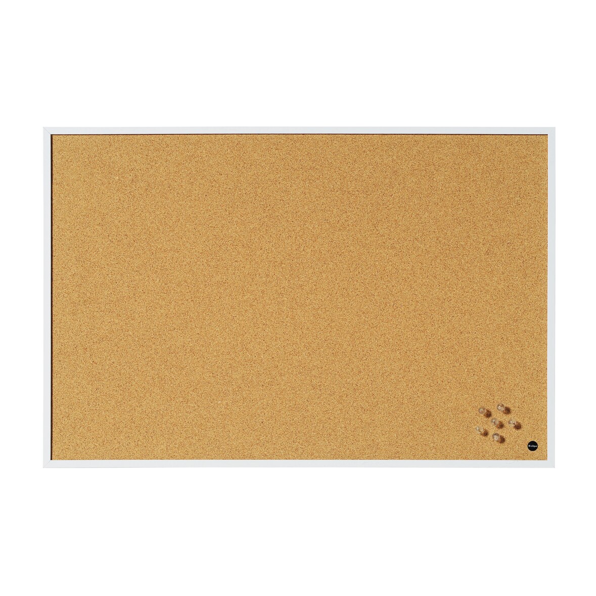 Bi-Office New Basic Tablero de Corcho, 90x60cm, Superficie de Corcho, Marco de MDF Blanco