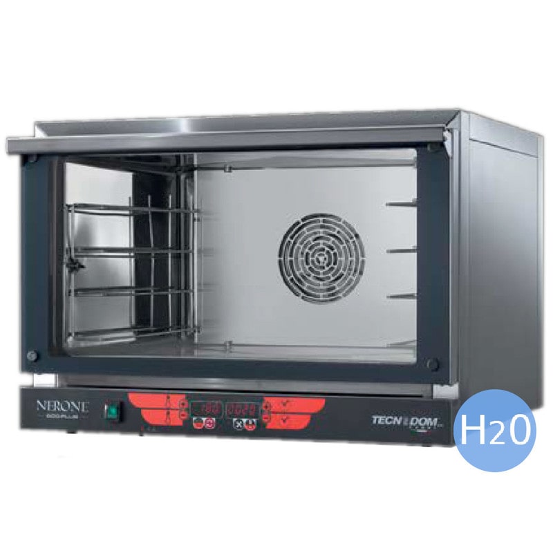 Horno de convección Tecnodom FED04NEPSV-PLUSH2O - 4 Mesas de cocción GN1/1 o 60x40 cm - Digital - Puerta abatible
