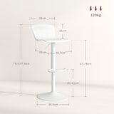 thumbnail of Conjunto de 2 taburetes altos de cocina sillas altas de cocina giratoria con respaldo y altura ajustable carga 120 kg para bar salón comedor blanco