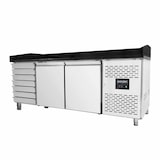 thumbnail of EASYLINE Pizzakühltisch / 2-türig & 7 Schubladen "schwarz" inkl. Kühlaufsatz GN1/3, 2020 x 800 mm