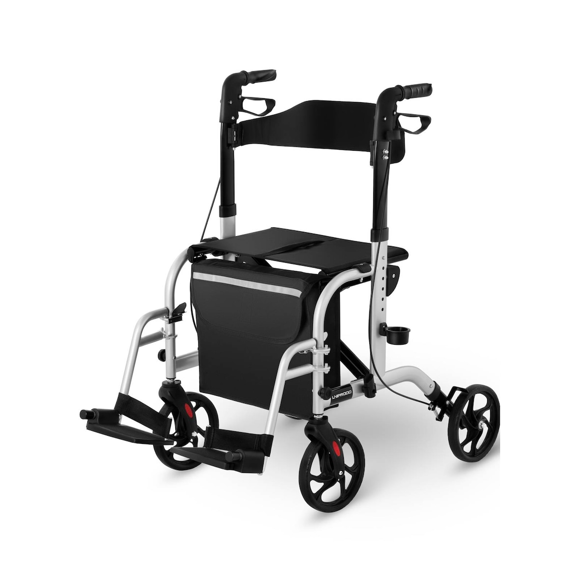 Uniprodo Andador con silla - plateada - 120 kg