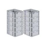 thumbnail of PROREGAL SuperSparSet 10x Eurobox NextGen Economy mit Scharnierdeckel & schwarzen Verschlüssen, Griffe zu, HxBxT 17x30x40cm, 16L, Eurobehälter, Box
