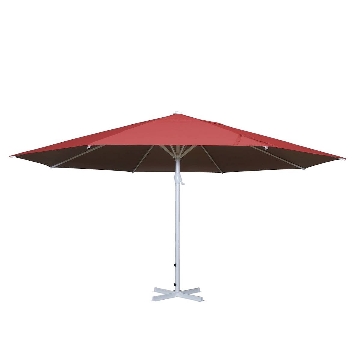 Parasol Meran II, guarda-sol para restauração, Ø 5m poliéster/alumínio branco 28kg ~ vermelho sem suporte