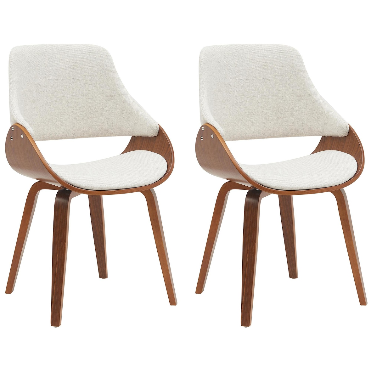 Lot de 2 chaises de salle à manger Vangale Noyer / Crème/Tissu