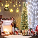thumbnail of COSTWAY Albero LED 210cm, salvaspazio con 450 punte, 150 LED e base metallica, snello per interni.