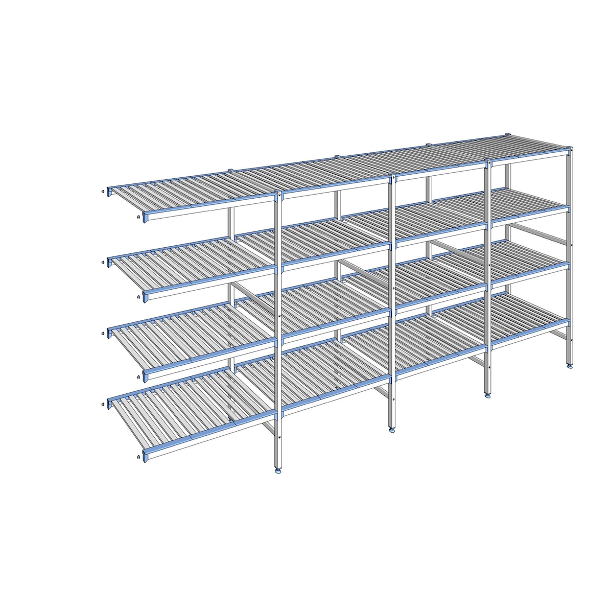 Tournus Ausstattung Regal mit herausnehmbaren Clayettes 4 Ebenen Aluminium 175 x 377.1 x 56 cm Tournus - ACH3771