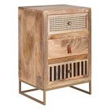 thumbnail of Industrial Nachttisch, Mango Massivholz/Rattan, 3 Schubladen, Boxspringbett-kompatibel. 40x30x60 cm | Kadima Design