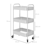 thumbnail of HOMCOM carrito auxiliar con ruedas de 3 niveles, carrito de cocina con 3 cestas y 2 asas para baño, dormitorio, oficina, 45x30,6x79 cm, blanco