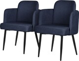 thumbnail of ML-Design Esszimmerstühle 2er Set Dunkelblau, Stoff, Armlehnen & Rattan-Optik Rückenlehne, Metallbeine, ergonomische Polsterstühle Küche